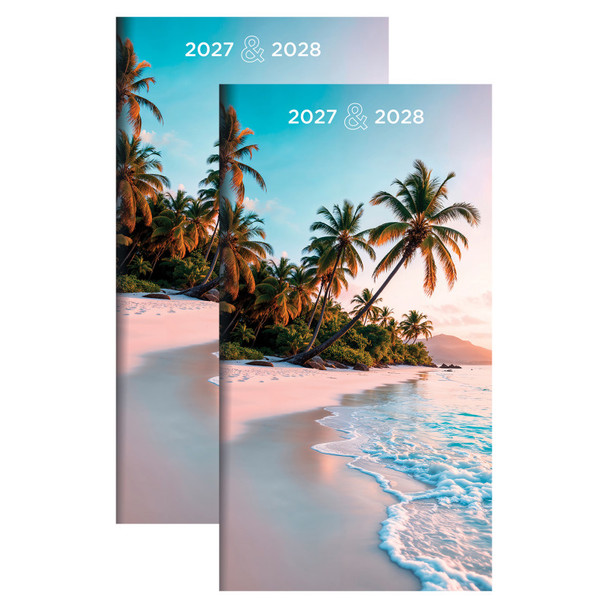 2027-2028 Beaches Small Monthly Pocket Planner, 2-Pack