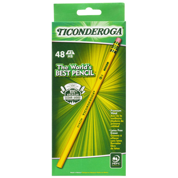 Yellow #2 HB Wooden Pencils, 48 Count