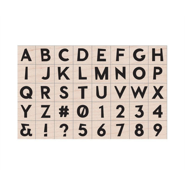 Modern Uppercase Letter Woodblock Stamp Set, 40 Stamps