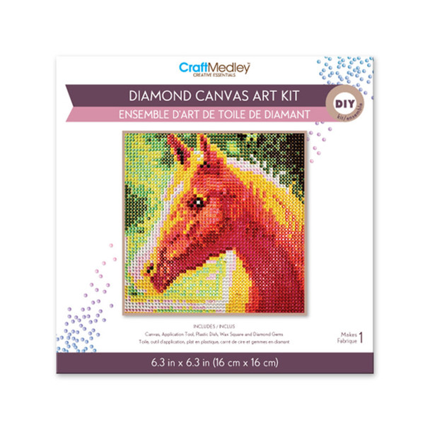 Diamond Painting Kit, Horse Design, 6.25 x 6.25 Inches