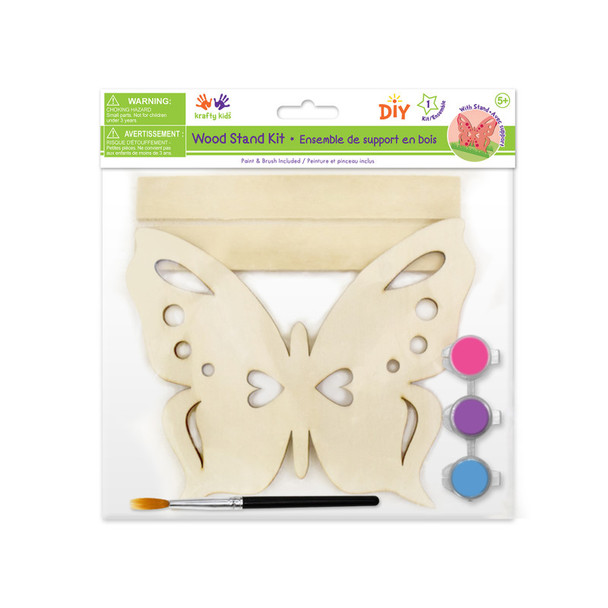 Paint-Your-Own Wooden Stand-Up Kit with 3 Paint Pots and Brush, Butterfly