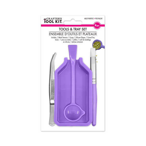 Multi-Purpose Craft Tool and Funnel Tray Set, 4 Pieces, Purple