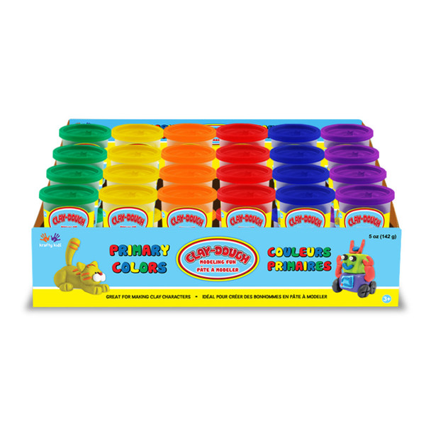 Primary Color Modeling Clay Dough Assortment, 5 oz Tubs, 48 Tubs