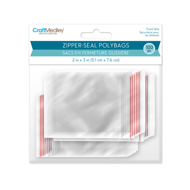 Clear Zipper-Seal Storage Bags, 2 x 3 Inches, 100 Bags