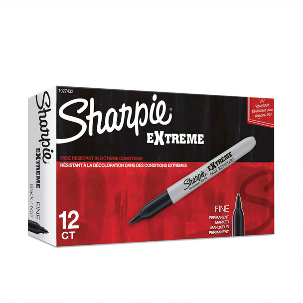 Extreme Fine Point Outdoor Permanent Markers, Black, 12 Count