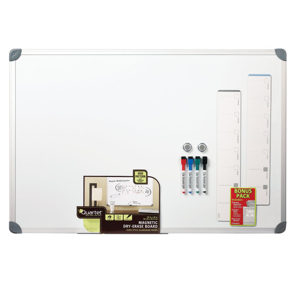 Magnetic Dry-Erase Weekly Organizer Board, 36 in x 24 in, Aluminum Frame, White