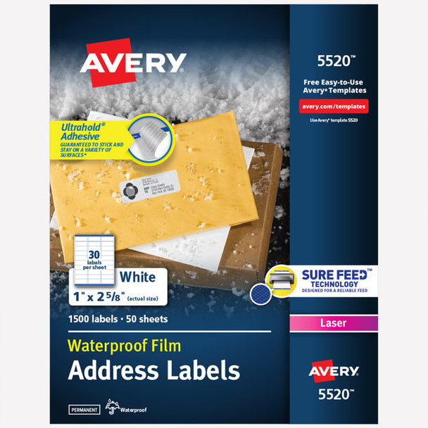 Printable Address Labels, 1" x 2-5/8", 1,500 Pack