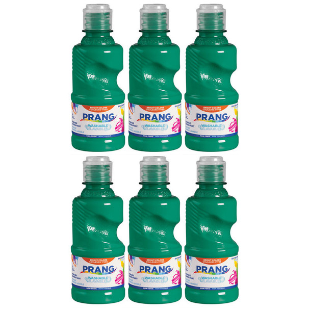 Washable Tempera Paint, 8 oz Bottle, Green, Set of 6