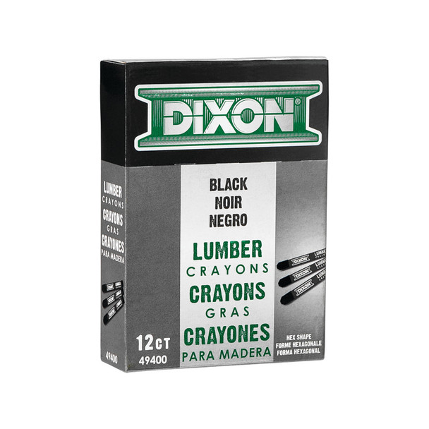 Lumber Crayons, Carbon Black, 1/2 x 4.5 in, Dozen