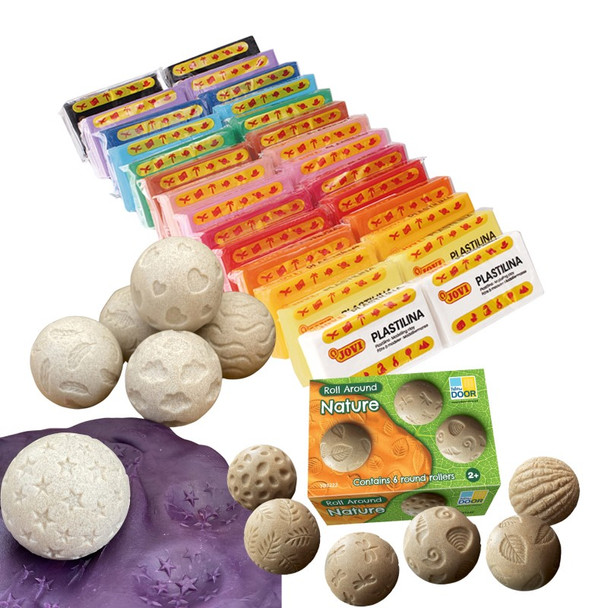 Calming Rolling Plastilina Kit, Sensory Modeling Clay & Texture Roller Activity Set