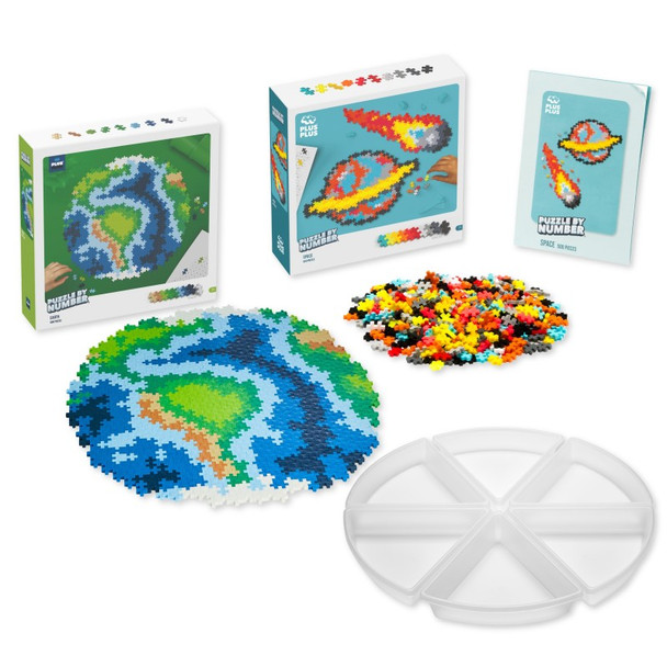 Puzzle By Number Kit, Space & Earth Building Block Puzzles with Sorting Trays