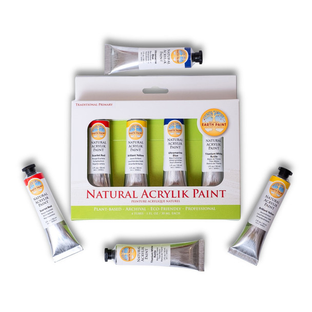 Natural Acrylik Paint Box Set, Traditional Primary, 1 oz Tubes, 4 Colors