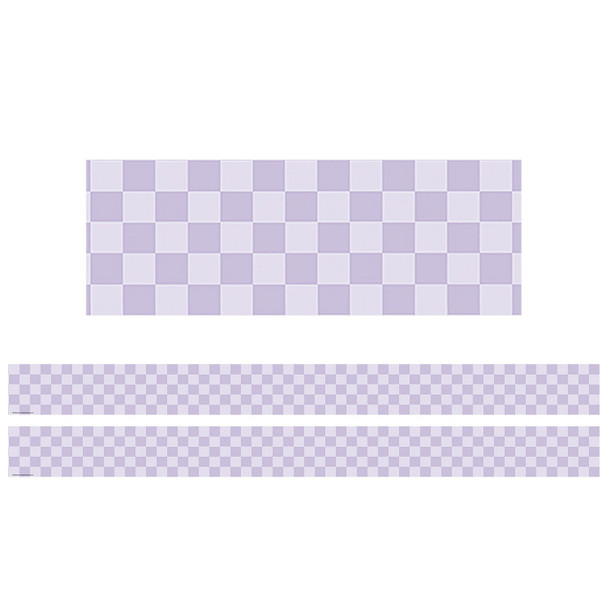 2-Pack Cool for School Purple Checkers Straight Border Trim