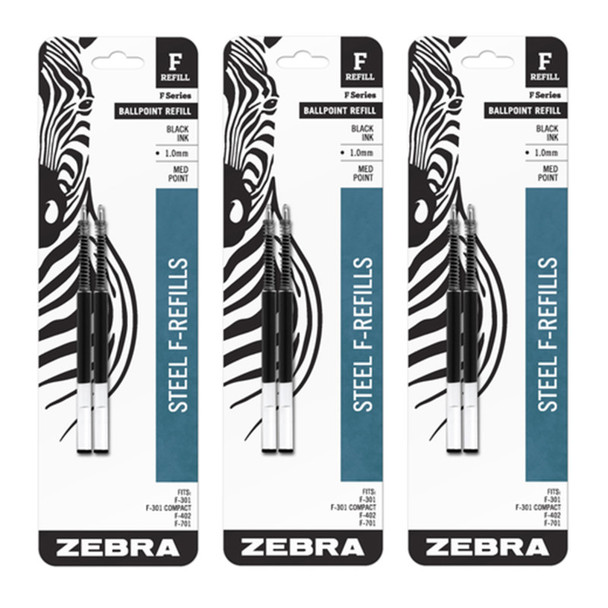 F-Series Pen Refills, 1.0 mm, Black, 6-Pack