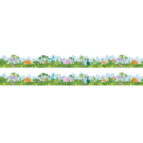 Dino Quest Dino Scene Extra Wide Classroom Border Trim, 24 Strips, 2-Pack