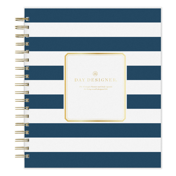Rugby Stripe Navy Daily/Monthly Planner, 8" x 10", 2027