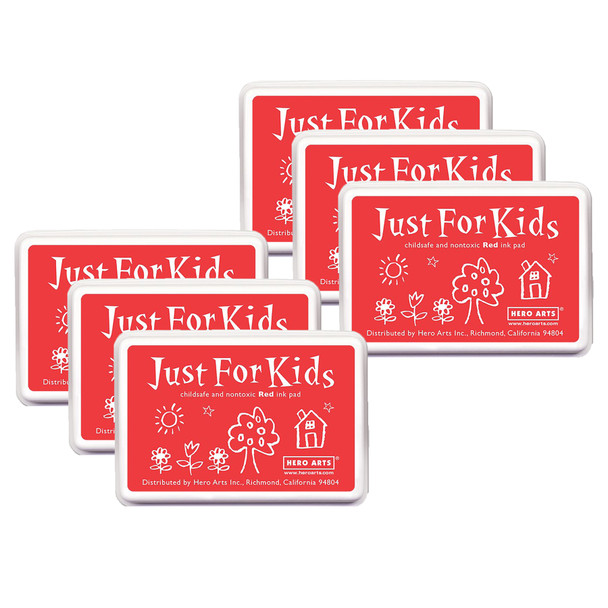 Just for Kids Ink Pad, Red, Pack of 6