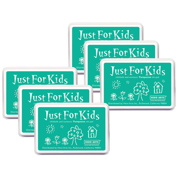 Just for Kids Ink Pad, Turquoise, Pack of 6