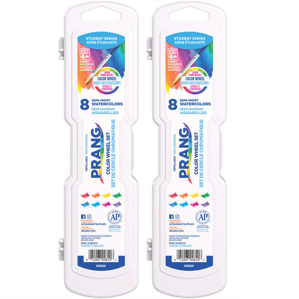 Color Wheel Watercolor Set with Brush, 8 Colors, 2 Pack