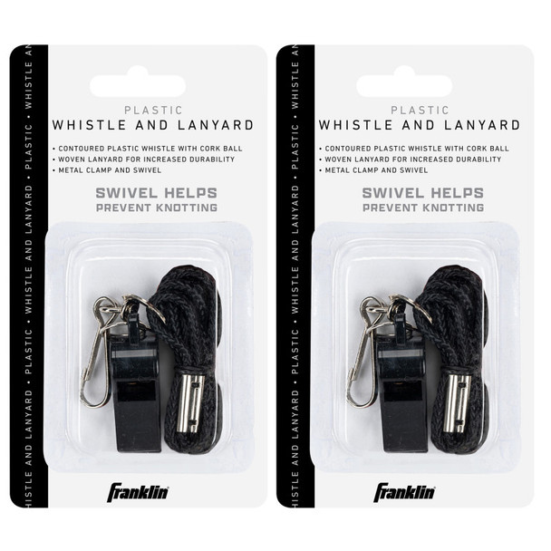 Plastic Whistle with Lanyard, Cork Pea, Coach and Referee Whistle, 3 Pack