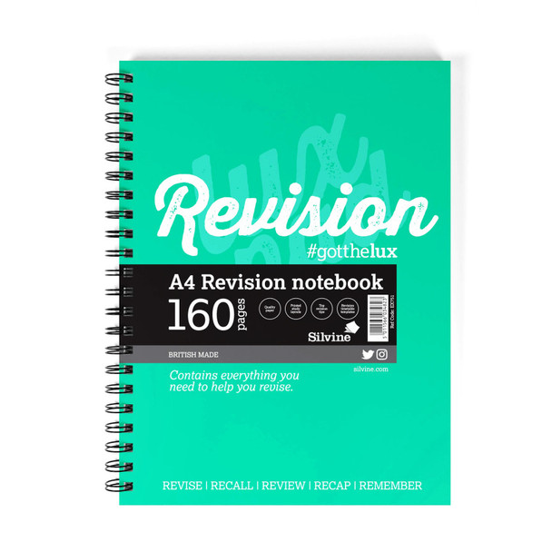 Twin-Wire Revision Notebook, A4, 160 Pages, 4 Color-Coded Sections