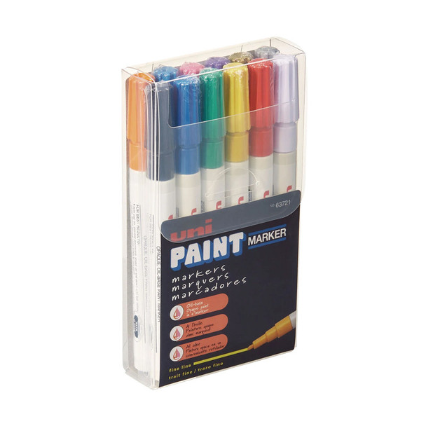 Oil-Based Fine-Line Paint Markers with 1.2 mm Bullet Tips, Assorted Colors, 12 Pack