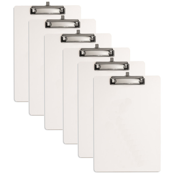 Reusable Dry-Erase Clipboards with Top Clip and Pen Holder, 12.5 x 9 Inches, 6 Pack