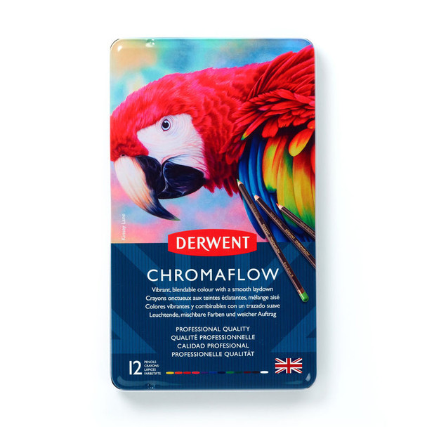 Chromaflow Soft-Core Colored Pencils, 12-Count Metal Tin