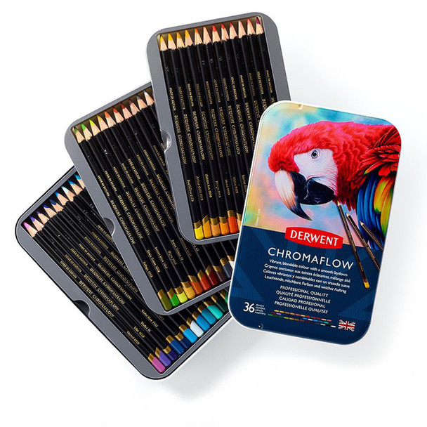 Chromaflow Soft-Core Colored Pencils, 36-Count Three-Layer Tin
