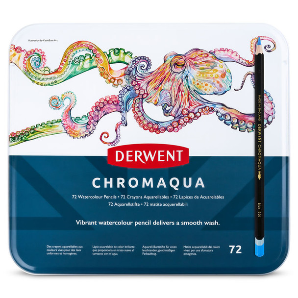 Chromaqua Watercolor Pencils, 72-Count Metal Tin