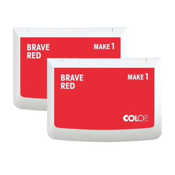 Make 1 Water-Based Acid-Free Craft Ink Stamp Pad, 3.5 x 2 Inches, Brave Red, 2 Pack