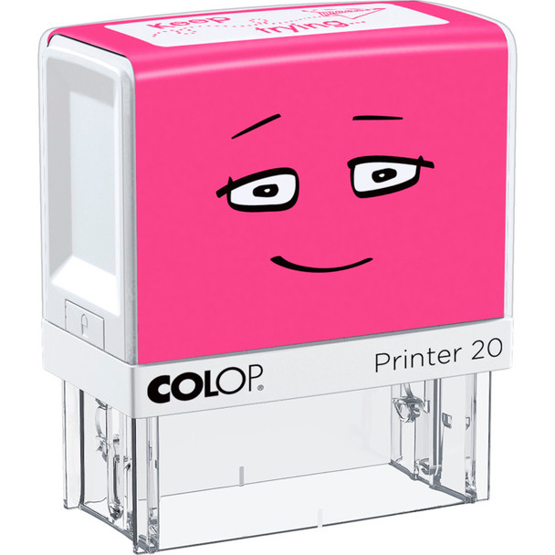 Self-Inking Teacher Feedback Stamp, "Keep Trying", Pink