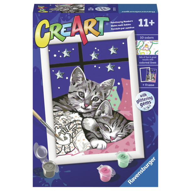 CreArt Sleepy Kitties Paint by Numbers Kit for Ages 11 and Up