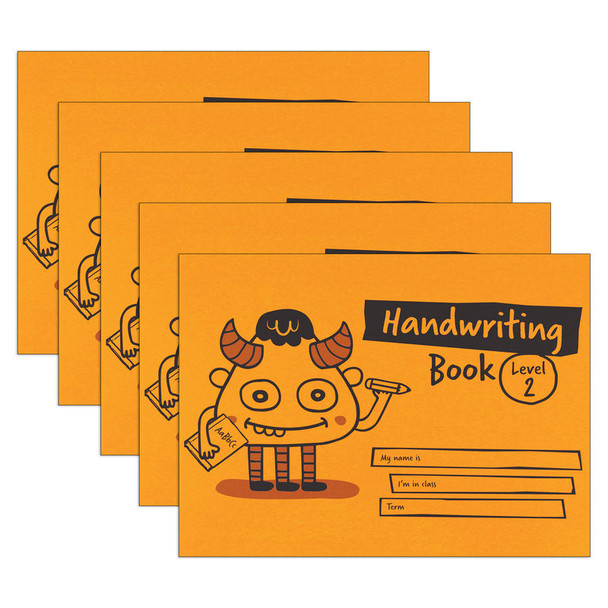 Little Monsters Handwriting Practice Book, Level 2, A5, 32 Pages, Orange, 5-Pack