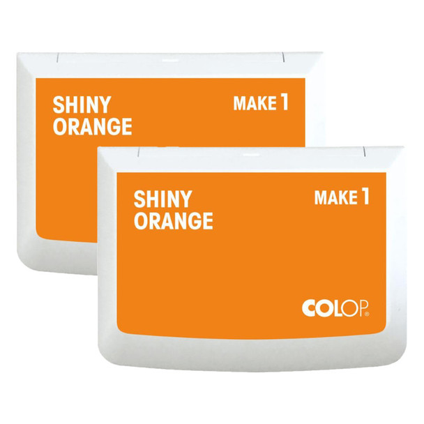 Make 1 Water-Based Acid-Free Craft Ink Stamp Pad, 3.5 x 2 Inches, Shiny Orange, 2 Pack
