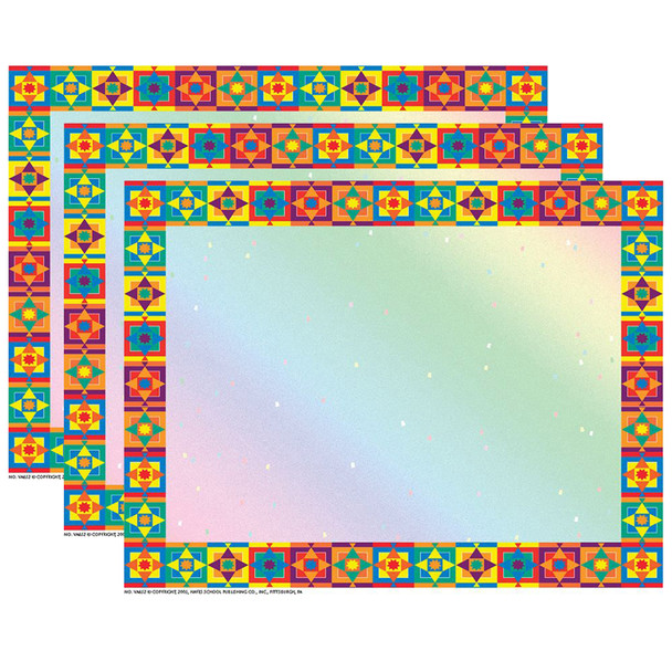 Multicolored Border Paper, 8.5" x 11", 50 Per Pack, 3 Packs