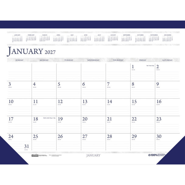 Recycled Monthly Desk Pad Calendar, 22" x 17"