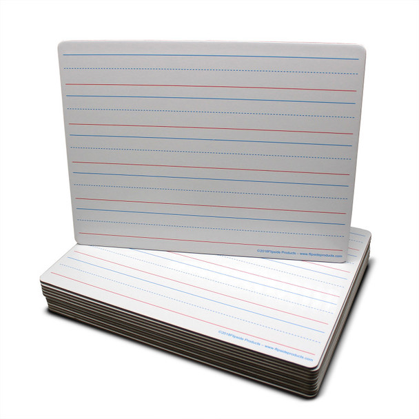9" x 12" Two Sided Magnetic Dry Erase Boards, Red and Blue Ruled, Class Pack of 48