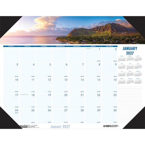 Earthscapes Recycled Monthly Desk Pad Calendar, 22" x 17"