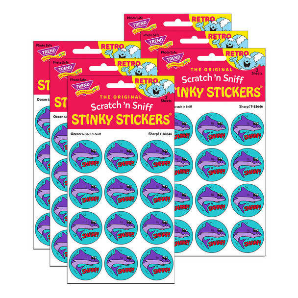 Stinky Stickers® Retro Ocean Scent, Scratch 'n Sniff Stickers, 6-Pack