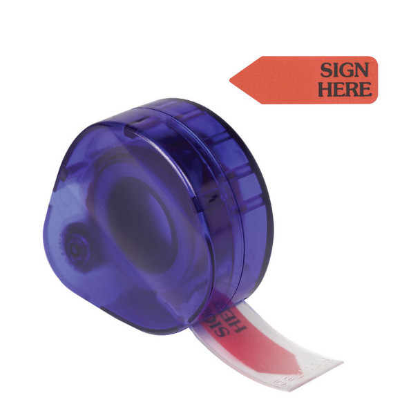 Sign Here Arrow Page Flags with Refillable Dispenser, Red, 1-7/8 x 9/16 in.
