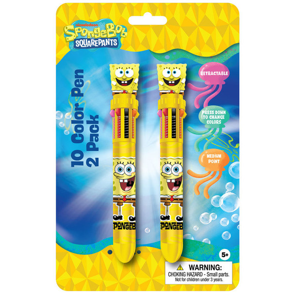 SpongeBob SquarePants 10 Color Retractable Ballpoint Pens, 2 Count