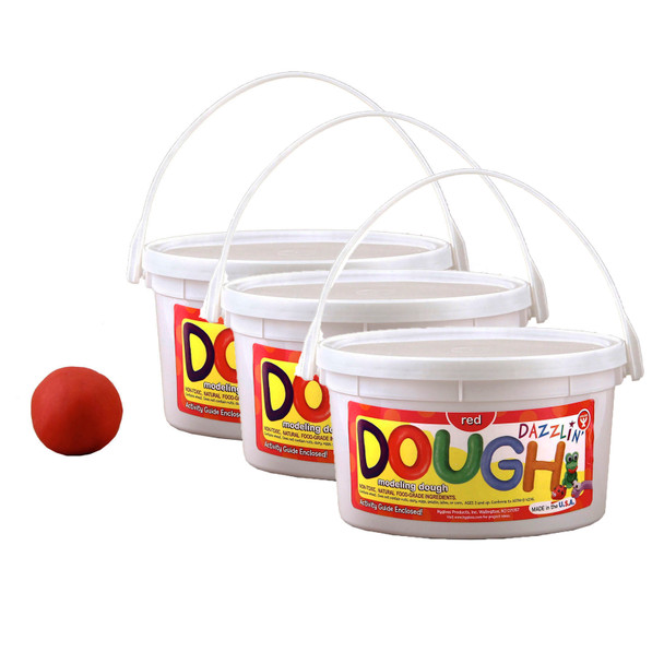 Scented Dazzlin Dough, Red (Watermelon), 3 lb. Tub, Pack of 3