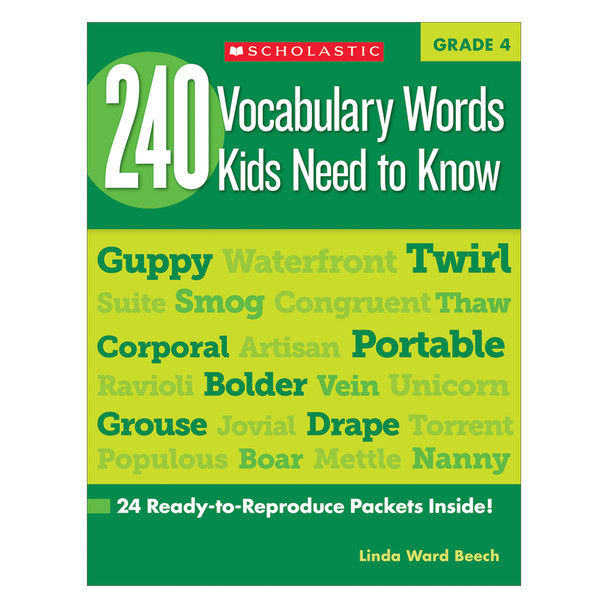 240 Vocabulary Words Kids Need to Know Book, Grade 4