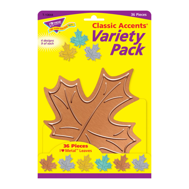 I ♥ Metal Leaves Classic Accents Var. Pack, 36 ct