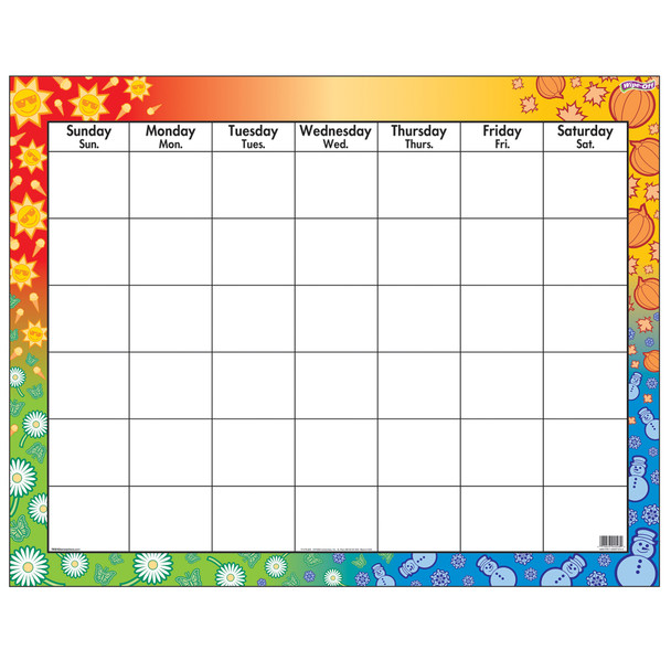 Four Seasons Wipe-Off Calendar, Monthly, Pack of 6