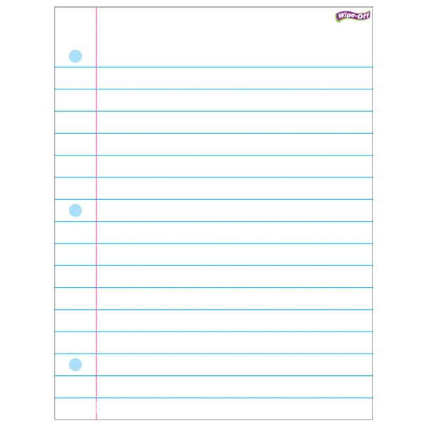 Notebook Paper Wipe-Off Chart, 17" x 22", Pack of 6 - T-27308BN