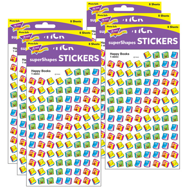 Happy Books superShapes Stickers, 800 Per Pack, 6 Packs