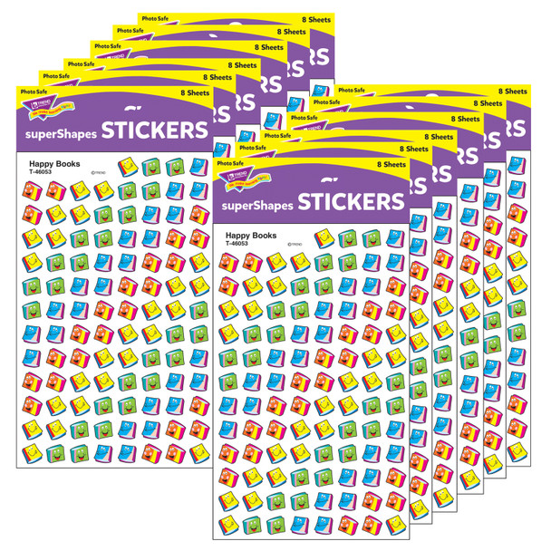 Happy Books superShapes Stickers, 800 Per Pack, 12 Packs