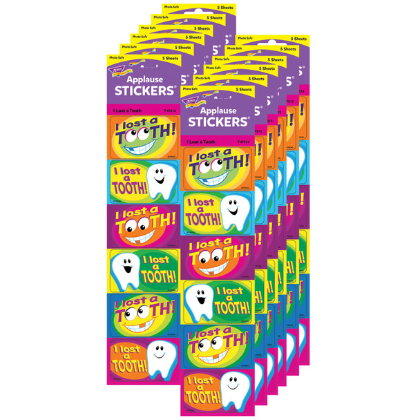 I Lost a Tooth Large Applause STICKERS, 30 Per Pack, 12 Packs